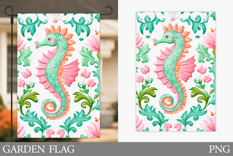 Seahorse Garden Flag Design. Seahorse Sublimation
