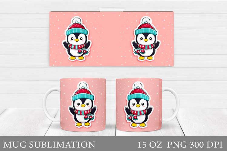 Christmas Penguin Mug Sublimation. Christmas Mug Design