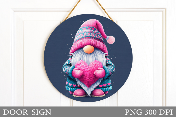 Valentines Gnome Door Sign. Valentines Door Sign Sublimation
