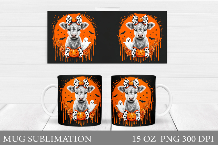 Halloween Cow Mug Design. Halloween Cow Sublimation