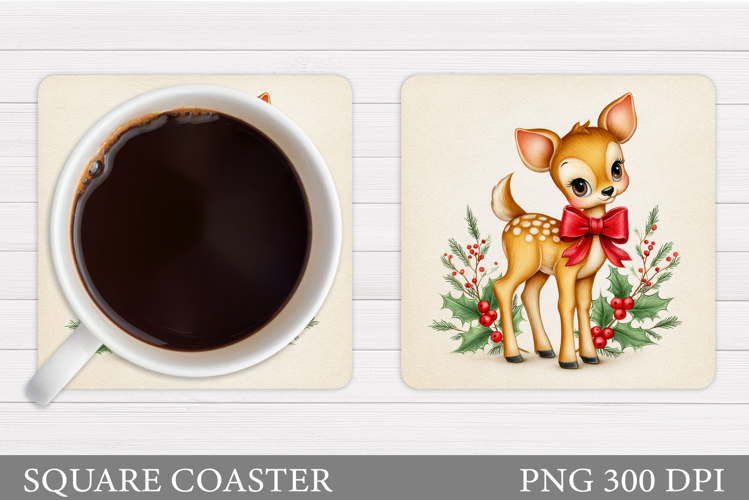 Christmas Deer Coaster Design. Christmas Coaster Sublimation