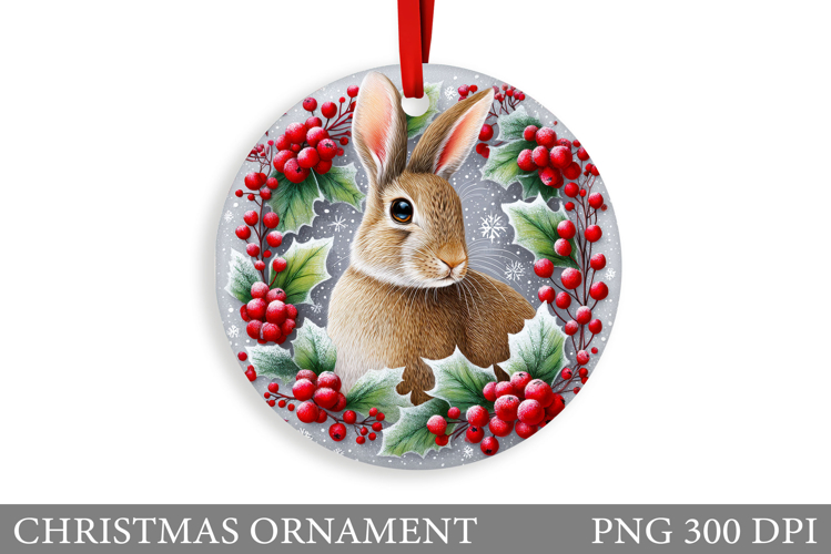 Bunny Christmas Ornament. Christmas Ornament Sublimation