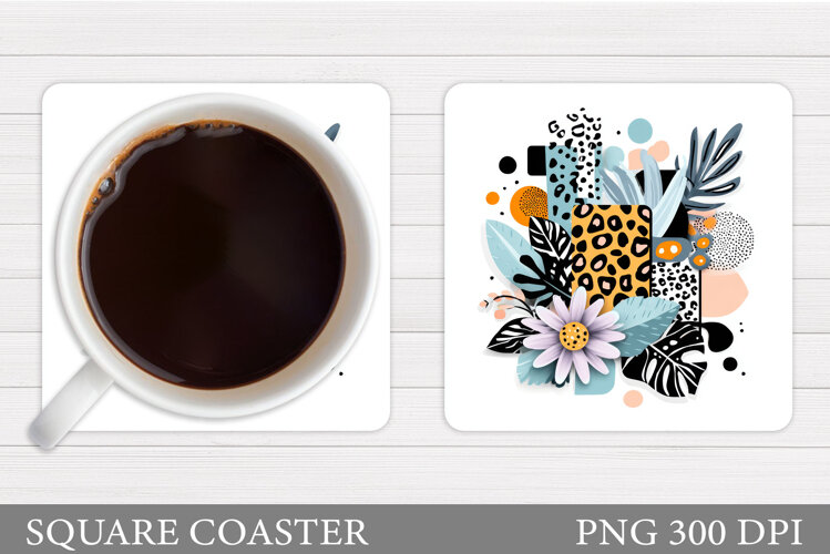 Floral Coaster Sublimation. Flowers Coaster Design example image 1