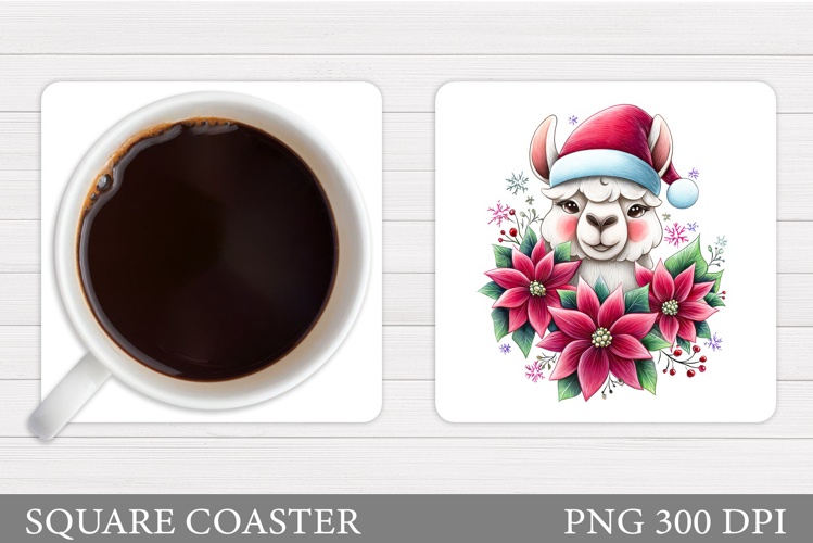 Christmas Lama Coaster Design. Christmas Coaster Sublimation