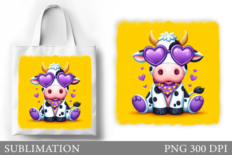 Cute Cow Tote Bag Design. Cute Cow Sublimation