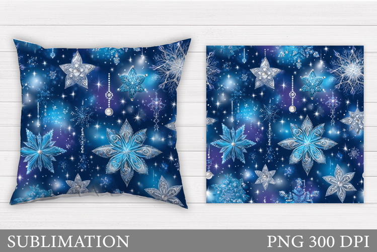 Christmas Pillow Sublimation. Snowflakes Pillow Design