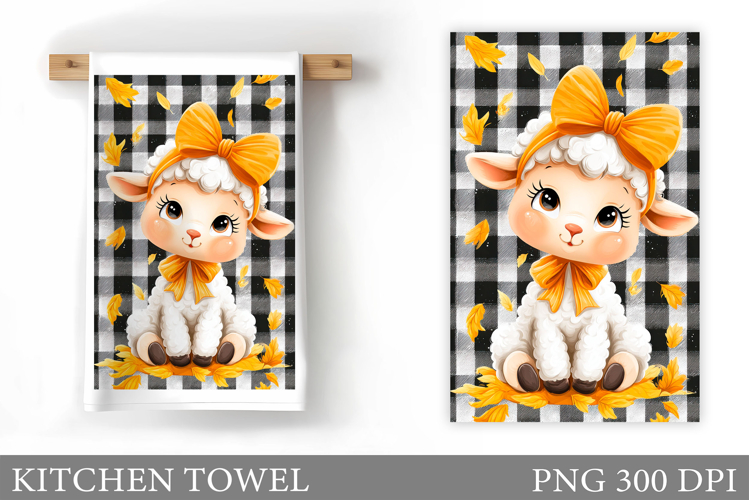 Fall Lamb Kitchen Towel. Fall Kitchen Towel Sublimation