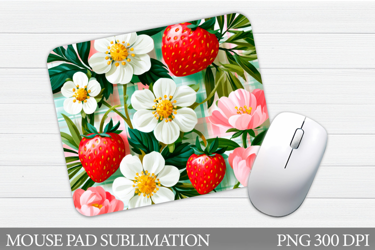 Strawberries Mouse Pad Sublimation. Flowers Mouse Pad Design