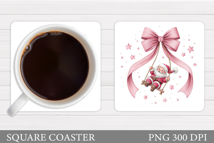 Cute Santa Coaster Sublimation. Santa Claus Coaster Design