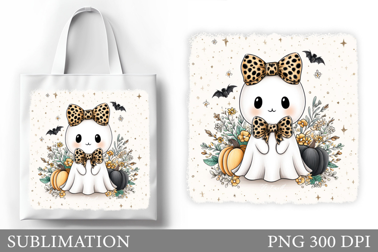 Halloween Ghost Tote Bag Design. Cute Halloween Sublimation