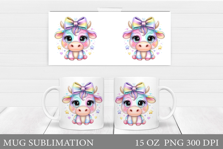 Cute Cow Mug Sublimation. Funny Cow Mug Wrap Design