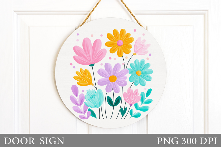 Floral Door Sign Sublimation. Flowers Door Sign Design