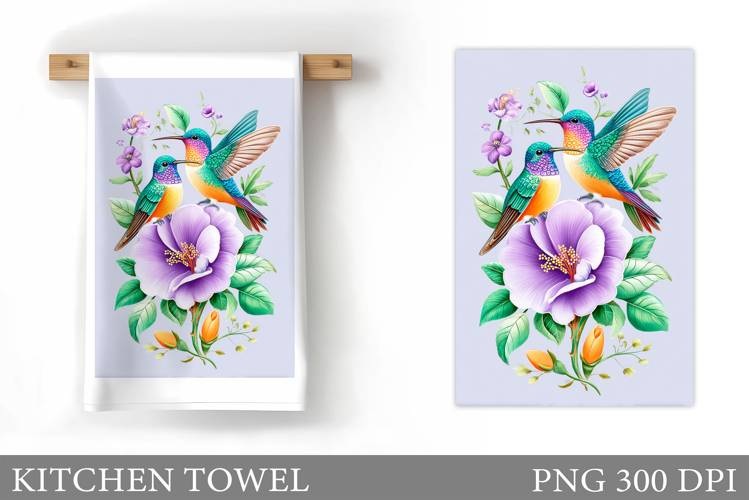 Hummingbird Kitchen Towel. Hummingbird Sublimation