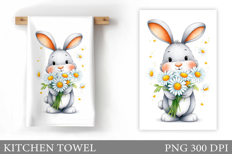 Cute Bunny Kitchen Towel Design. Cute Bunny Sublimation