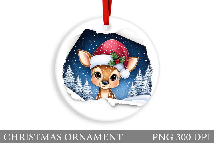 Cute Deer Christmas Ornament. Christmas Deer Ornament Design