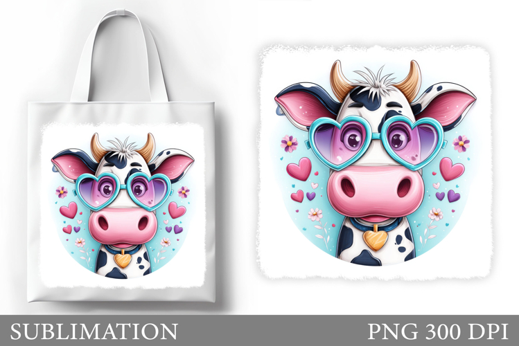 Cute Cow Tote Bag Design. Cute Cow Sublimation