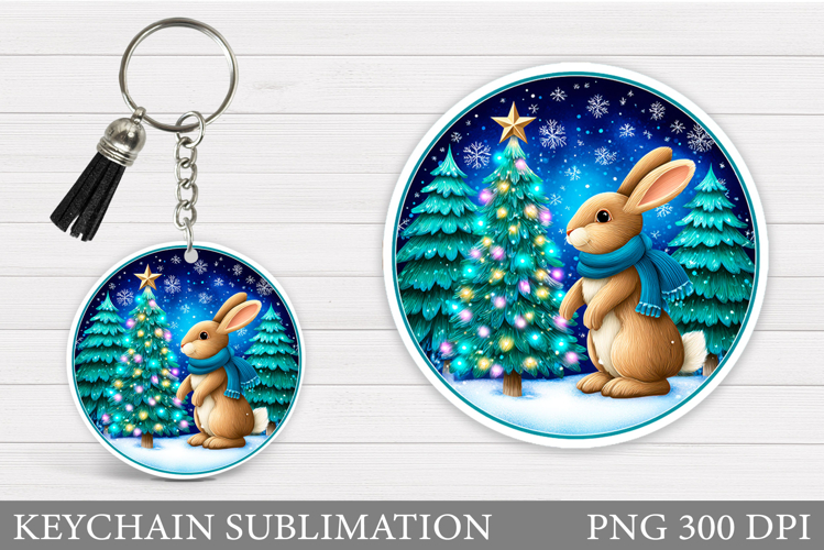 Christmas Bunny Keychain. Christmas Keychain Design