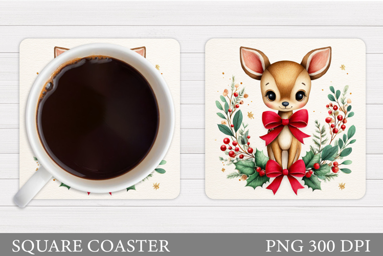 Christmas Deer Coaster Design. Christmas Coaster Sublimation