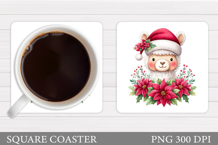 Christmas Lama Coaster Design. Christmas Coaster Sublimation