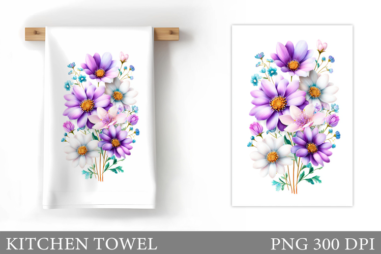 Flowers Kitchen Towel. Floral Kitchen Towel Sublimation
