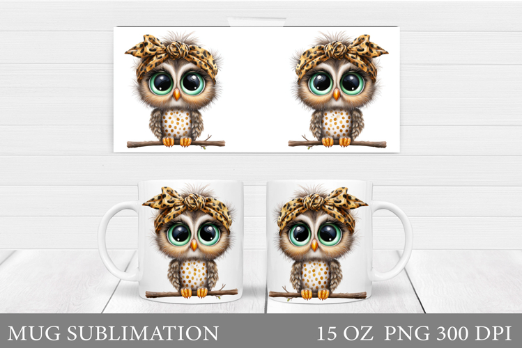 Owl Mug Sublimation. Owl Mug Wrap Design