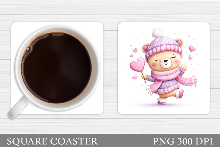 Valentines Bear Coaster. Valentines Coaster Design