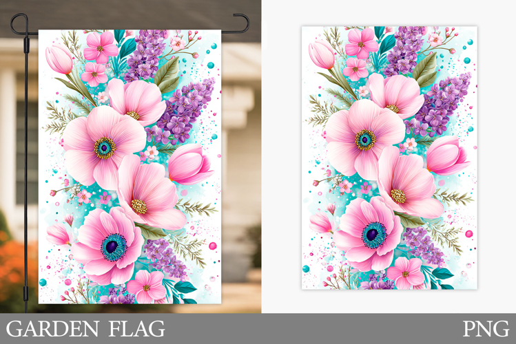 Flowers Garden Flag Design. Floral Garden Flag Sublimation