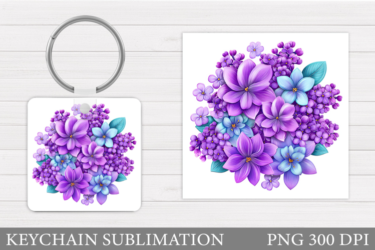 Flowers Keychain Sublimation. Floral Keychain Design