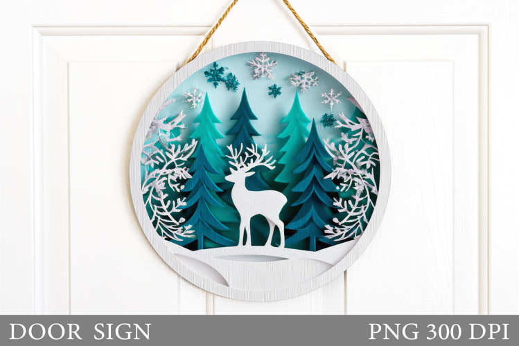 Christmas Deer Door Sign. Christmas Door Sign Sublimation
