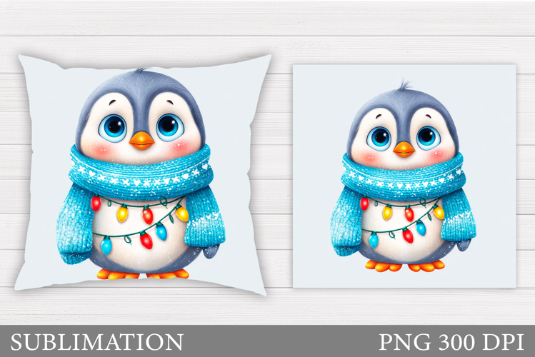Christmas Penguin Pillow. Christmas Pillow Sublimation