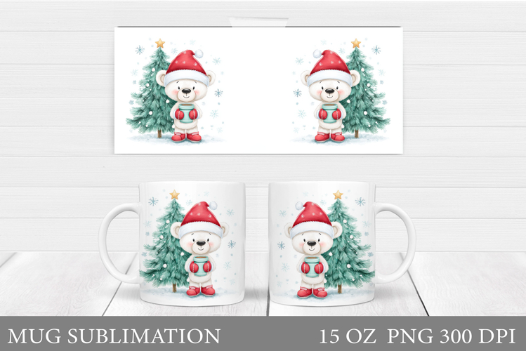 Christmas Bear Mug Design. Christmas Mug Sublimation