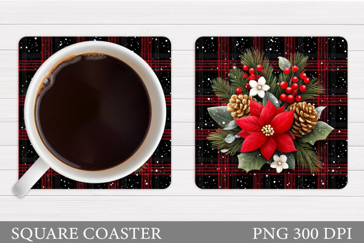 Poinsettia Coaster Design. Christmas Coaster Sublimation example image 1