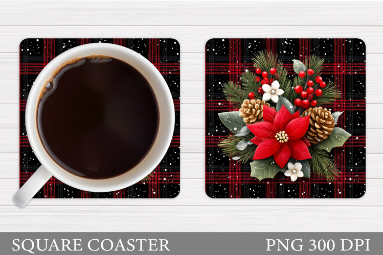 Poinsettia Coaster Design. Christmas Coaster Sublimation