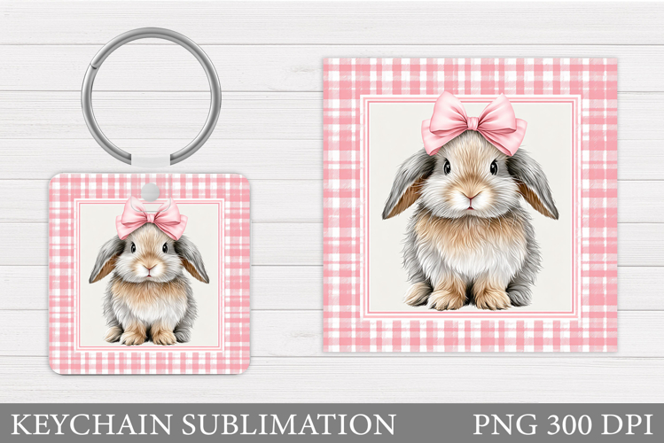 Cute Bunny Keychain. Spring Bunny Keychain Sublimation