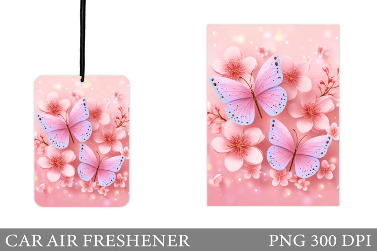 Butterflies Car Air Freshener. Flowers Car Air Freshener