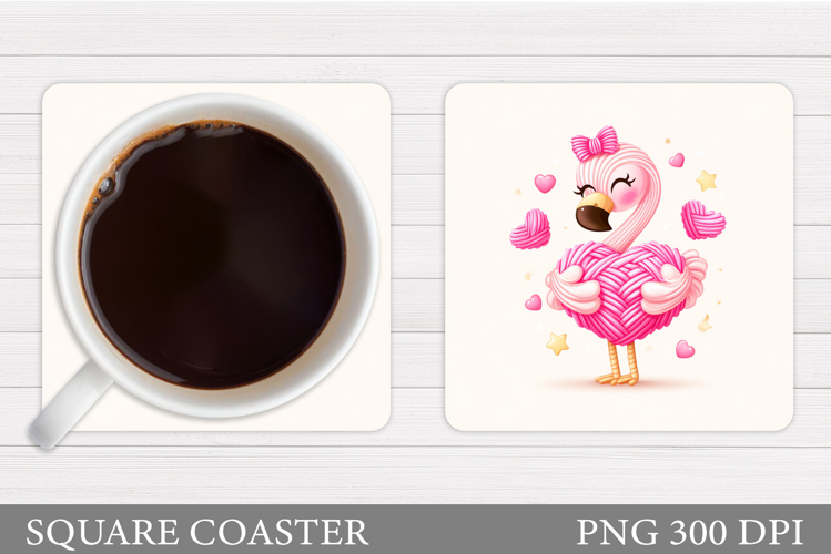 Yarn Flamingo Coaster. Valentines Flamingo Coaster Design
