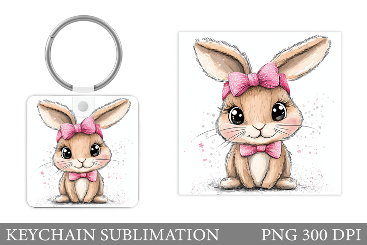 Cute Bunny Keychain Design. Cute Bunny Sublimation