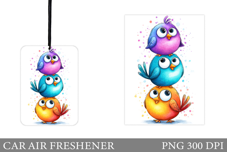 Birds Car Air Freshener Design. Funny Birds Sublimation