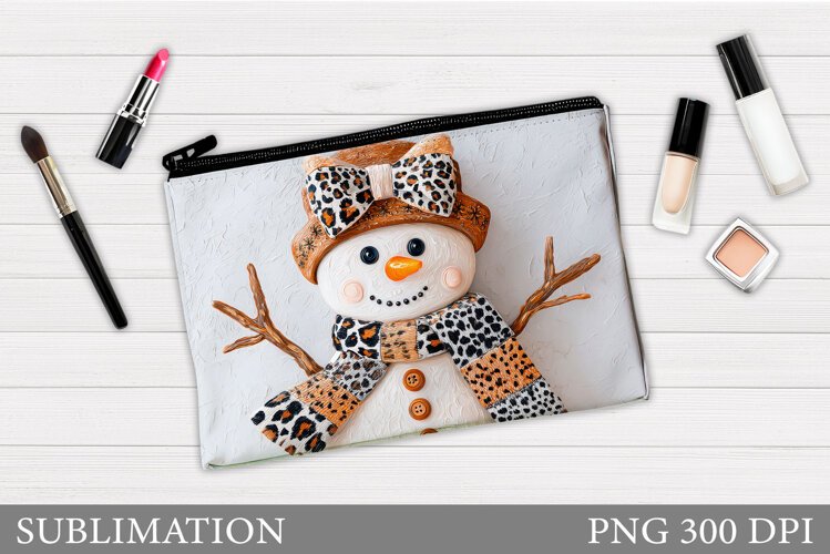 Snowman Cosmetics Bag. Christmas Makeup Bag Sublimation example image 1