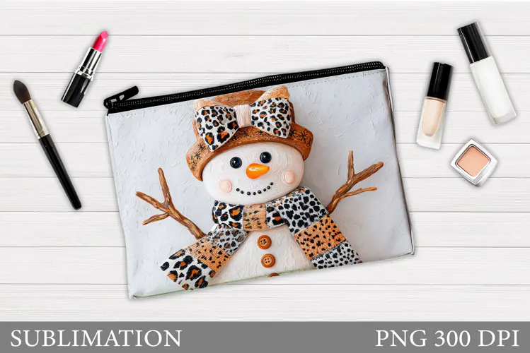 Snowman Cosmetics Bag. Christmas Makeup Bag Sublimation