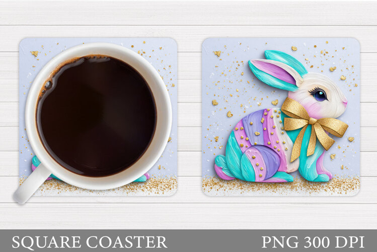 Cute Bunny Coaster Design. Cute Bunny Sublimation example image 1