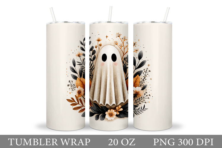 Cute Ghost Tumbler Design. Cute Halloween Pumpkin Tumbler