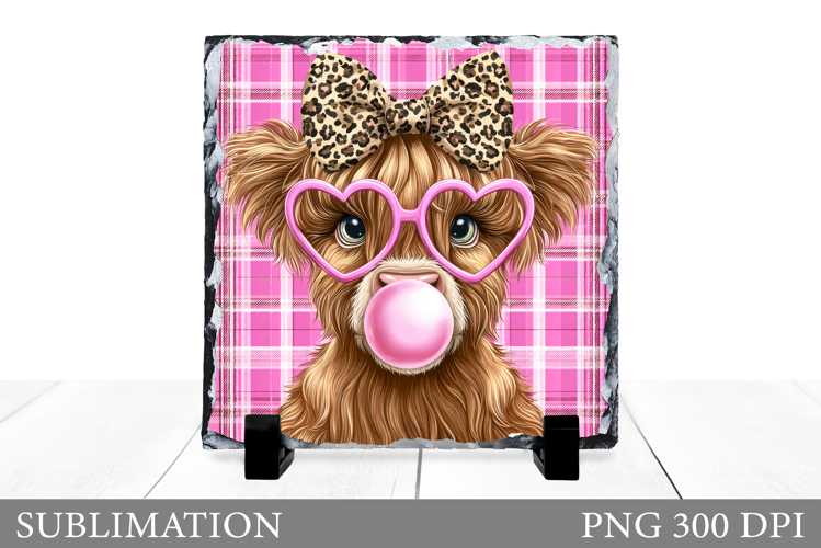 Highland Cow Sublimation. Cute Cow Slate Design