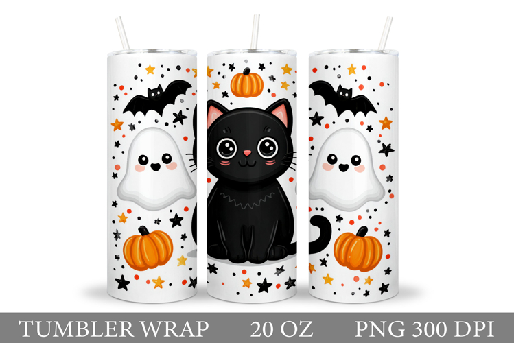 Cute Halloween Cat Tumbler. Halloween Tumbler Sublimation