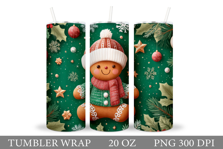 Gingerbread Tumbler Design. Christmas Tumbler Sublimation