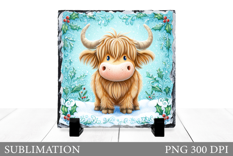 Christmas Cow Sublimation. Christmas Cow Slate Design