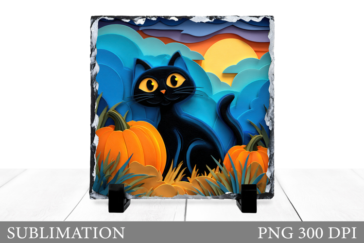 Cute Cat Sublimation. Black Cat Slate Sublimation