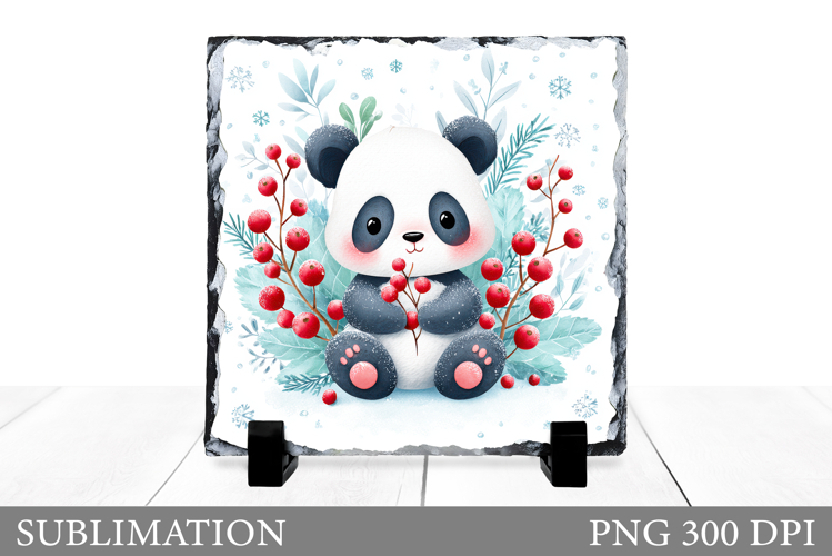 Christmas Panda Sublimation. Christmas Panda Slate Design