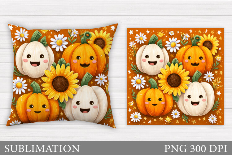 Cute Pumpkin Pillow Design. Cute Pumpkin Sublimation example image 1
