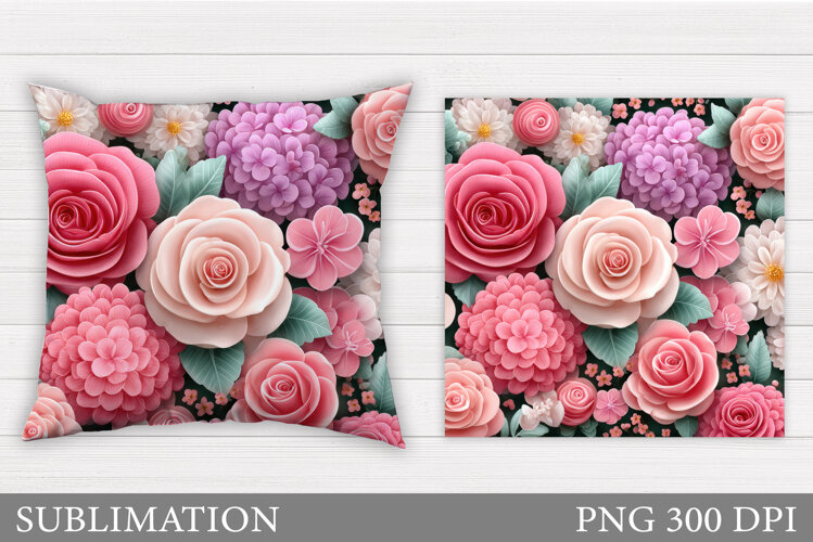 Roses Pillow Sublimation. Flowers Sublimation example image 1